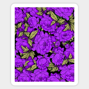 Purple Peonies with Gold Leaves Sticker